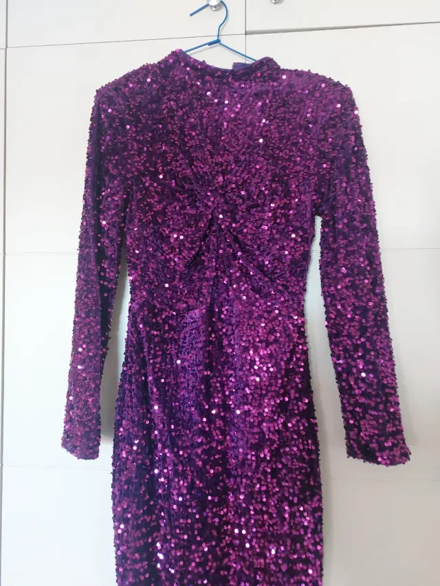 Vestido Morado Lentejuelas Talla S