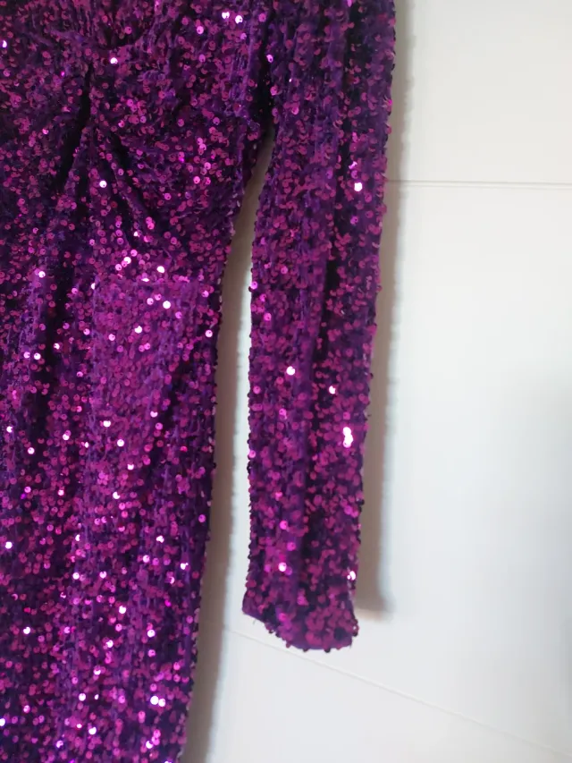 Vestido Morado Lentejuelas Talla S