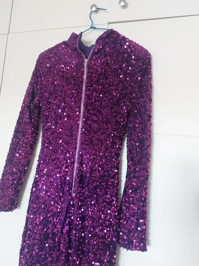 Vestido Morado Lentejuelas Talla S