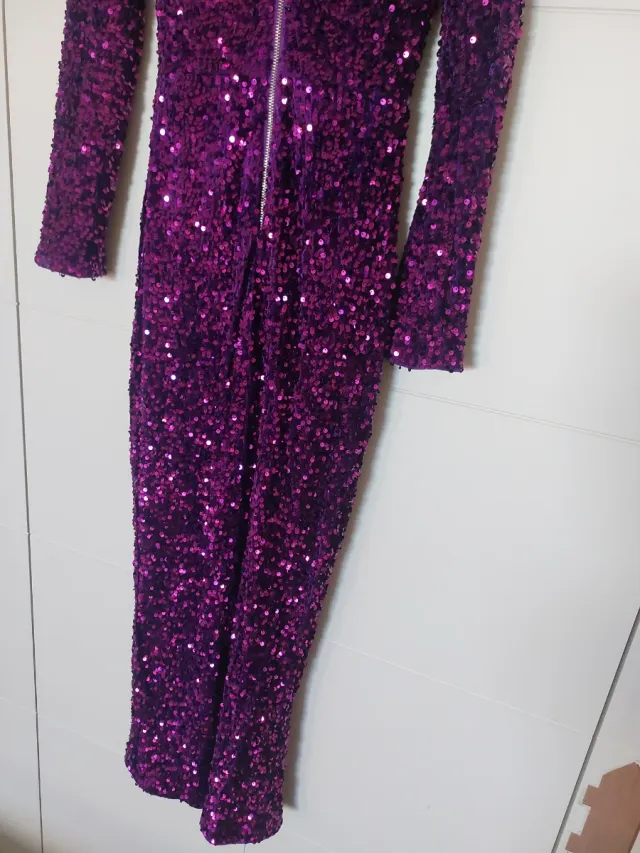 Vestido Morado Lentejuelas Talla S