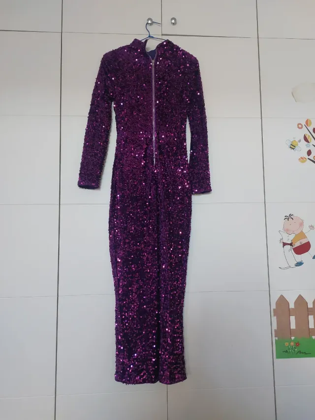 Vestido Morado Lentejuelas Talla S