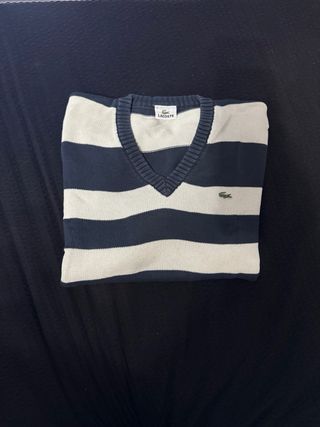 Jersey Lacoste Rayas Azul y Blanco