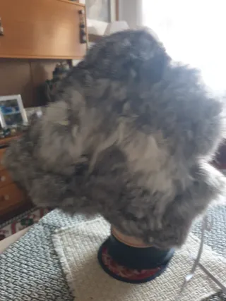 Gorro de pelo gris natural vintage