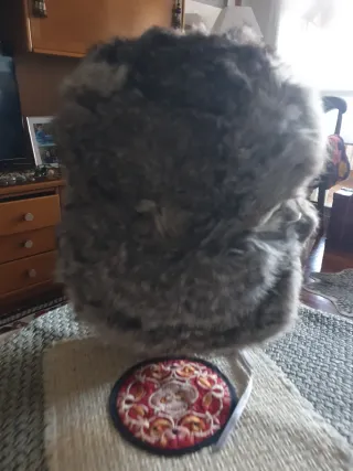 Gorro de pelo gris natural vintage