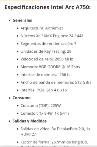 Tarjeta Gráfica Intel Arc A750 Limited Edition