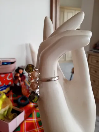 Anello Argento 925 con Pietre Verdi