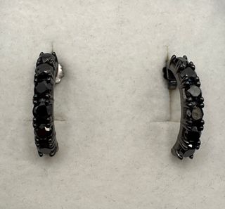 Pendientes Aro Oro 18kt Diamantes Negros