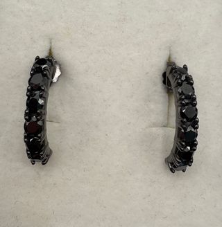 Pendientes Aro Oro 18kt Diamantes Negros