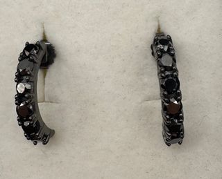 Pendientes Aro Oro 18kt Diamantes Negros