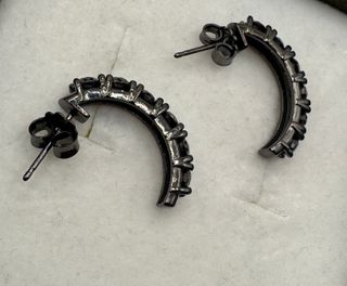 Pendientes Aro Oro 18kt Diamantes Negros