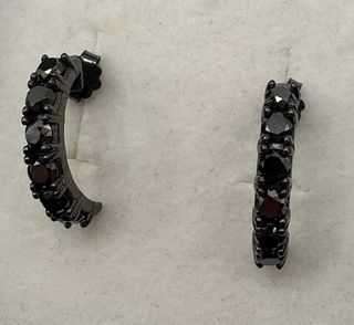 Pendientes Aro Oro 18kt Diamantes Negros