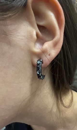 Pendientes Aro Oro 18kt Diamantes Negros