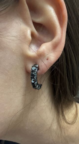 Pendientes Aro Oro 18kt Diamantes Negros