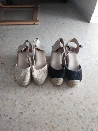 Zapatos esparteñas negras y beige