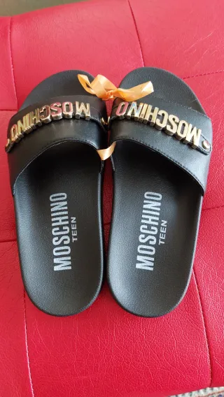 Ciabatte Moschino Nero Oro