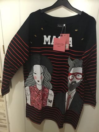 Vestido oversize Anabel Lee negro y rojo Talla L