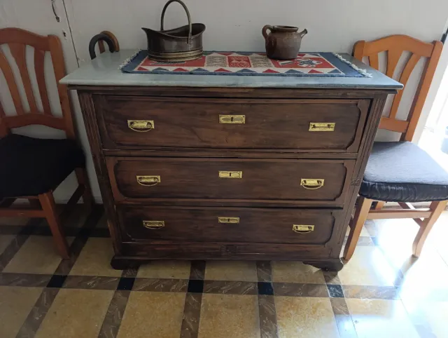 Comodino vintage in legno e marmo