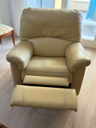 Poltrona relax in pelle vaniglia