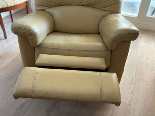 Poltrona relax in pelle vaniglia