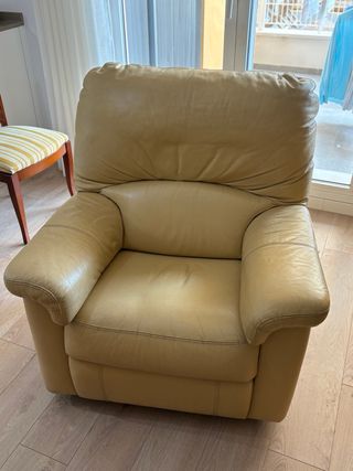 Poltrona relax in pelle vaniglia