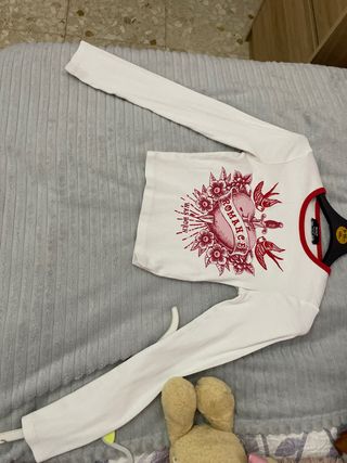 Camiseta manga larga blanca con estampado
