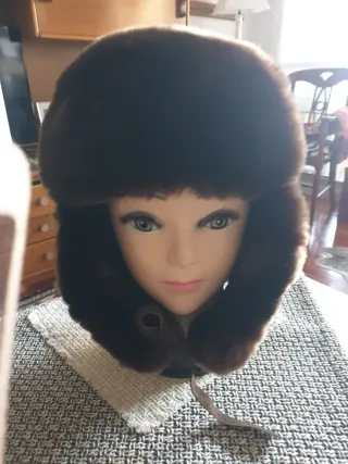 Gorro piel vuelta vintage marrón