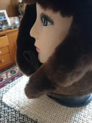 Gorro piel vuelta vintage marrón