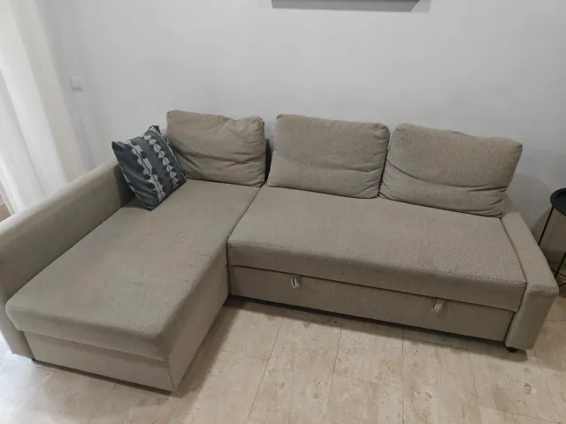 Sofá Cama Beige/Gris Tela