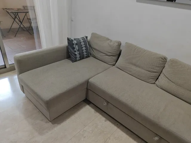 Sofá Cama Beige/Gris Tela