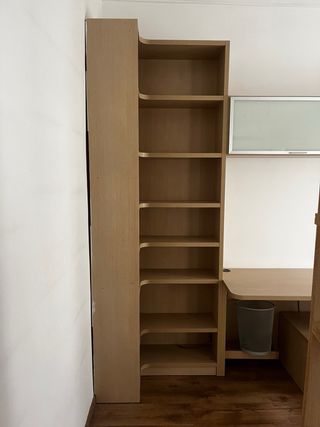 Estantería y escritorio modular madera y cristal