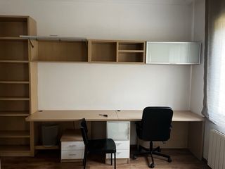 Estantería y escritorio modular madera y cristal