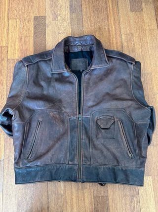 Chaqueta Cuero Raw Rags Marrón Talla L