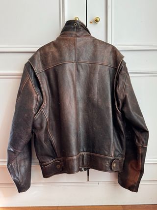 Chaqueta Cuero Raw Rags Marrón Talla L