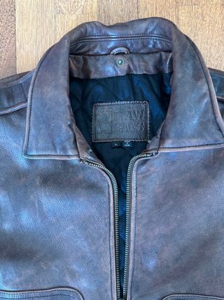 Chaqueta Cuero Raw Rags Marrón Talla L