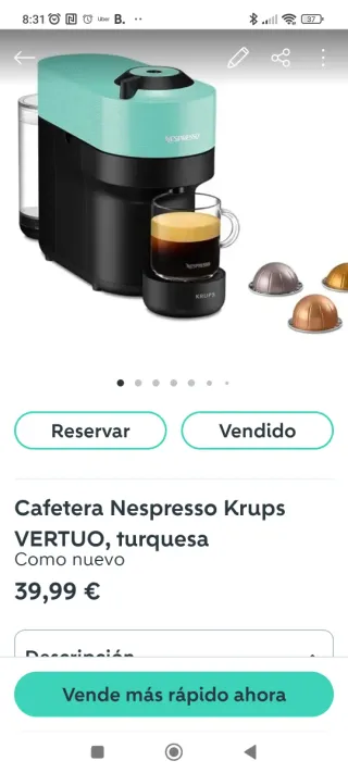 Cafetera Nespresso Virtuo + regalo cafe