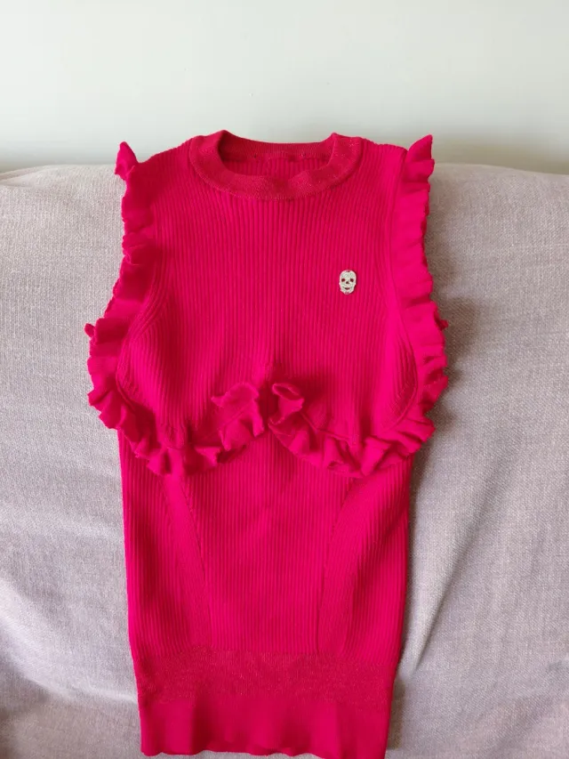 Blusa Philipp Plein Rosa Volantes Calavera