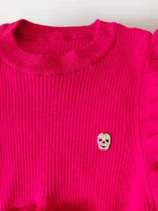 Blusa Philipp Plein Rosa Volantes Calavera