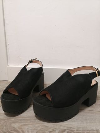 Sandalias Zueco Negras Plataforma