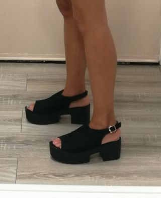 Sandalias Zueco Negras Plataforma