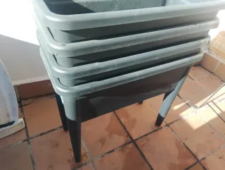 4 Jardineras Huerto Urbano Plástico Gris