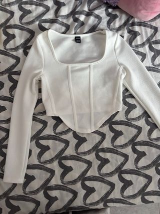 Top SHEIN blanco manga larga S