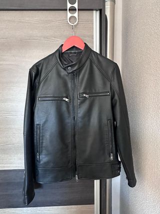 Chaqueta Cuero sintético Negro Mango