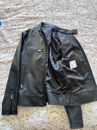 Chaqueta Cuero sintético Negro Mango