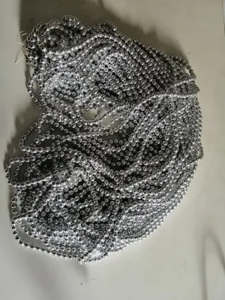 Collar fantasía perlas plateadas