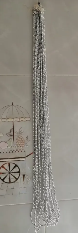 Collar fantasía perlas plateadas