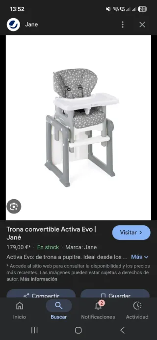 Trona Jané Activa Evo convertible Precio nueva 17