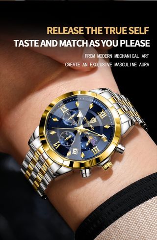 Reloj BINBOND Hombre Azul y Dorado