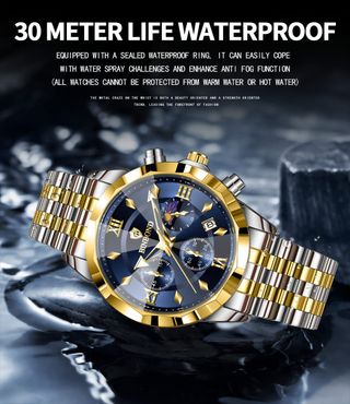 Reloj BINBOND Hombre Azul y Dorado