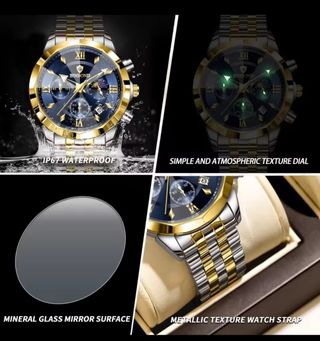 Reloj BINBOND Hombre Azul y Dorado