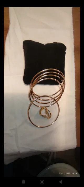 Pulsera dorada talla 7 + 2 anillos